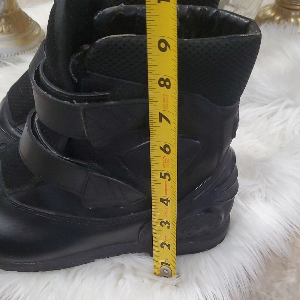 Vega Stylish Black Moto Boots with Velcro Straps - Picture 15 of 17